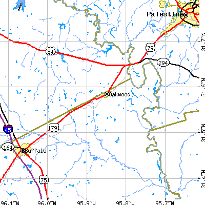 Zip code 75855 close-up map