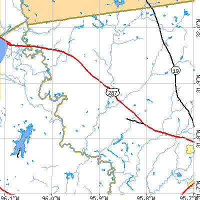 Zip code 75861 close-up map