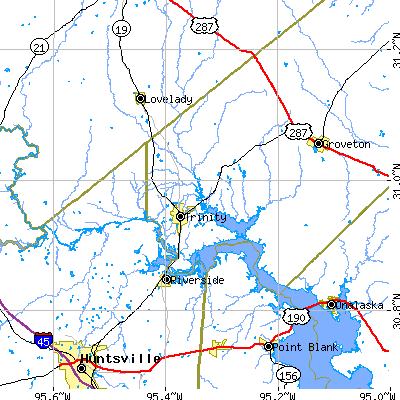 Zip code 75862 close-up map