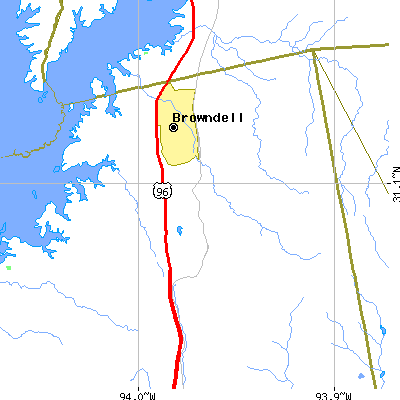 Zip code 75931 close-up map