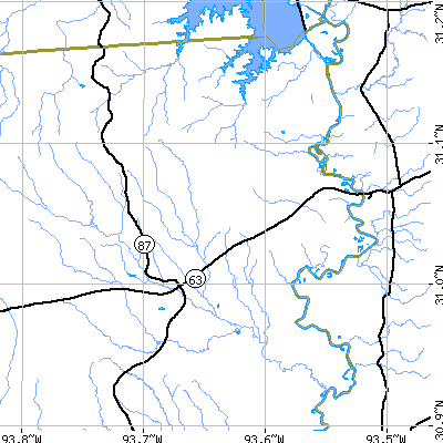 Zip code 75932 close-up map