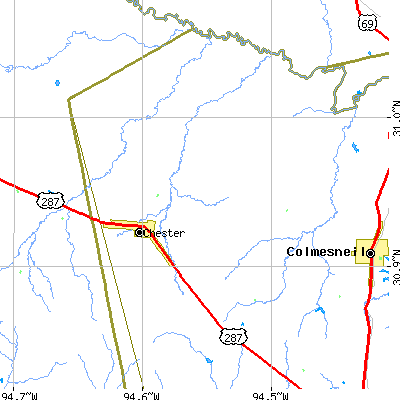 Zip code 75936 close-up map