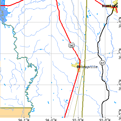 Zip code 75956 close-up map
