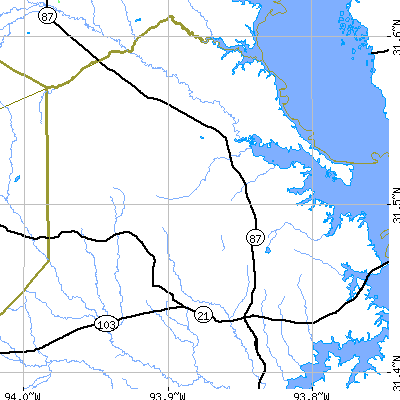 Zip code 75959 close-up map