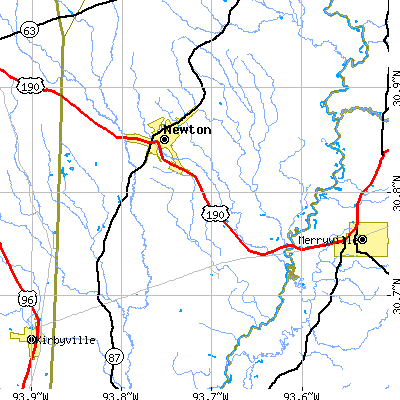 Zip code 75966 close-up map