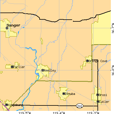 Zip code 93654 close-up map
