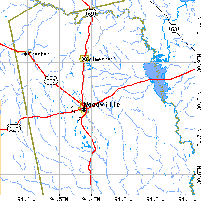 Zip code 75979 close-up map