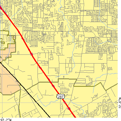 Zip code 76001 close-up map