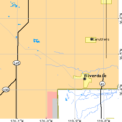 Zip code 93656 close-up map
