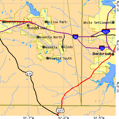 Zip code 76008 close-up map