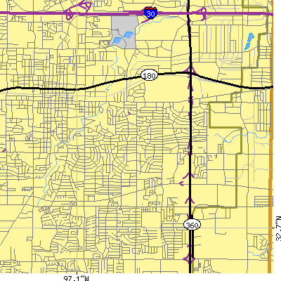 Zip code 76010 close-up map
