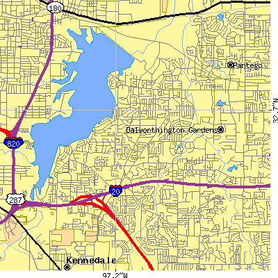 Zip code 76016 close-up map