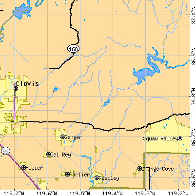 Zip code 93657 close-up map