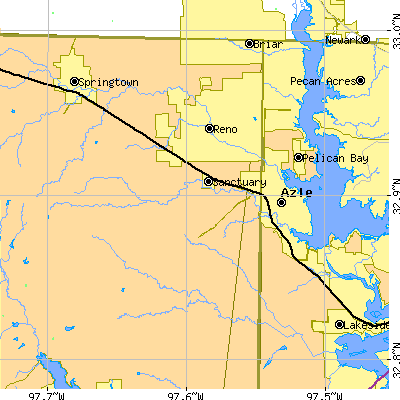 Zip code 76020 close-up map