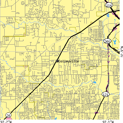 Zip code 76034 close-up map