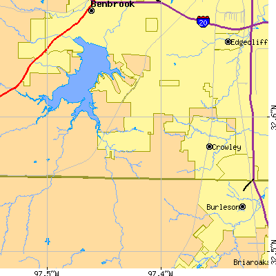 Zip code 76036 close-up map