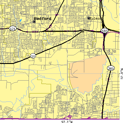 Zip code 76040 close-up map