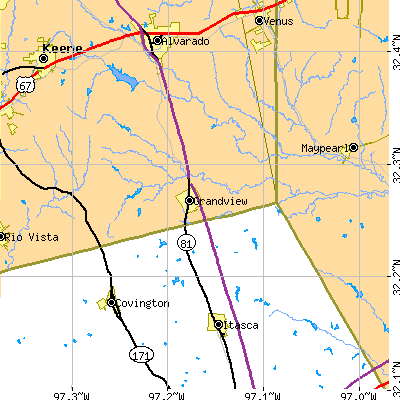 Zip code 76050 close-up map