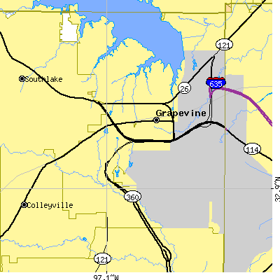 Zip code 76051 close-up map