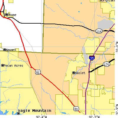 Zip code 76052 close-up map