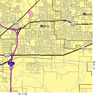 Zip code 76053 close-up map
