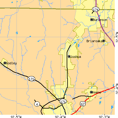 Zip code 76058 close-up map