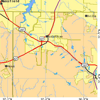 Zip code 76065 close-up map