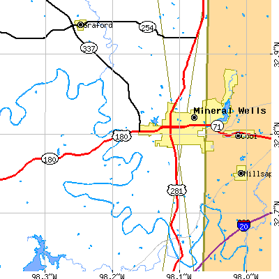 Zip code 76067 close-up map