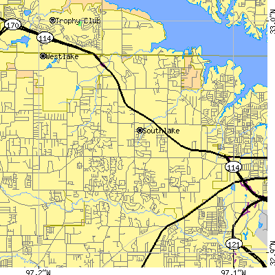 Zip code 76092 close-up map
