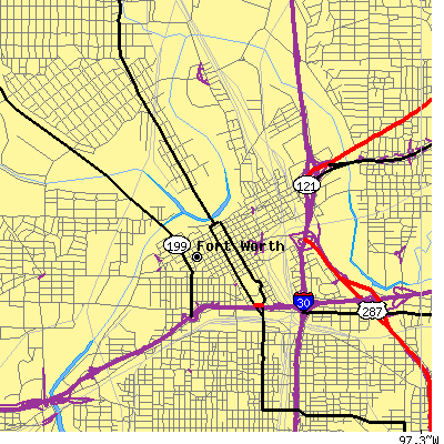 Zip code 76102 close-up map