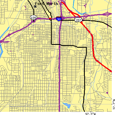 Zip code 76104 close-up map
