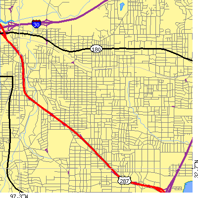 Zip code 76105 close-up map