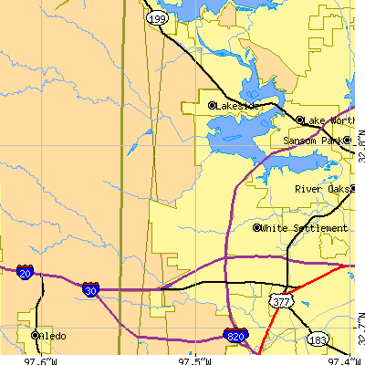 Zip code 76108 close-up map