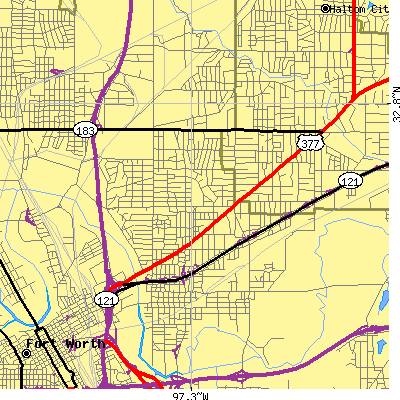 Zip code 76111 close-up map