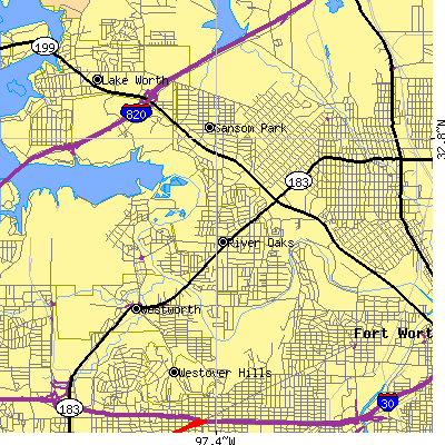 Zip code 76114 close-up map