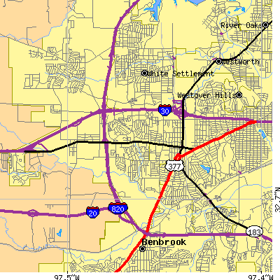 Zip code 76116 close-up map
