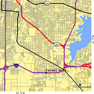 Zip code 76119 close-up map