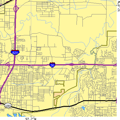 Zip code 76120 close-up map