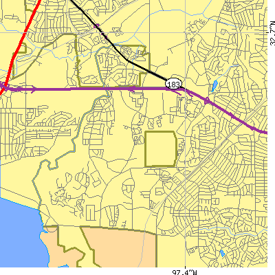 Zip code 76132 close-up map