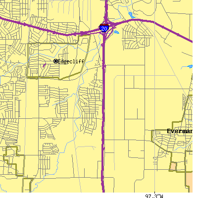 Zip code 76134 close-up map
