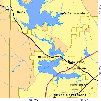 Zip code 76135 close-up map