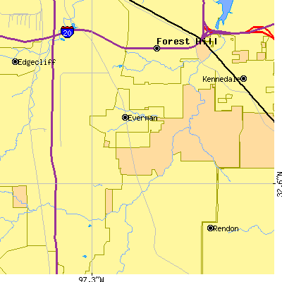 Zip code 76140 close-up map
