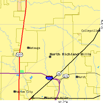Zip code 76180 close-up map