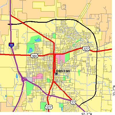 Zip code 76201 close-up map