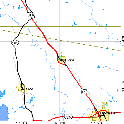 Zip code 76225 close-up map