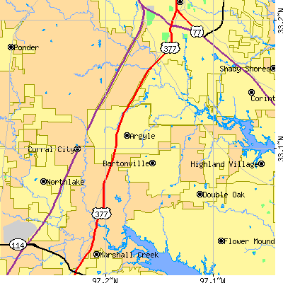 Zip code 76226 close-up map