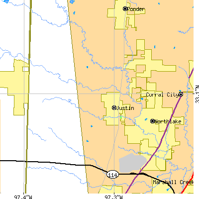 Zip code 76247 close-up map