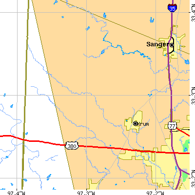 Zip code 76249 close-up map