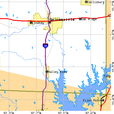 Zip code 76250 close-up map