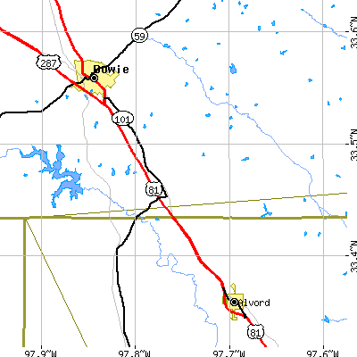 Zip code 76270 close-up map